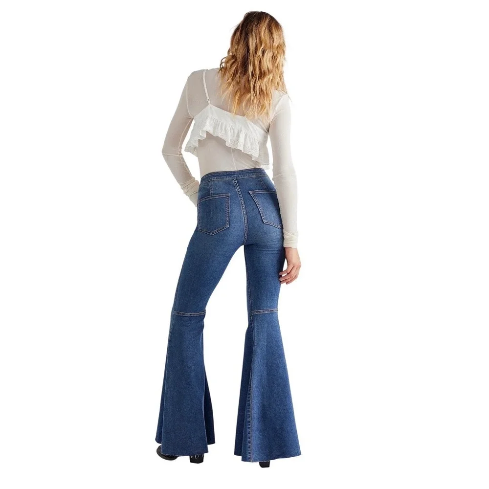Free People We The Free Just Float On Flare Jeans 31 Waterfall Bell Bottom Y2K